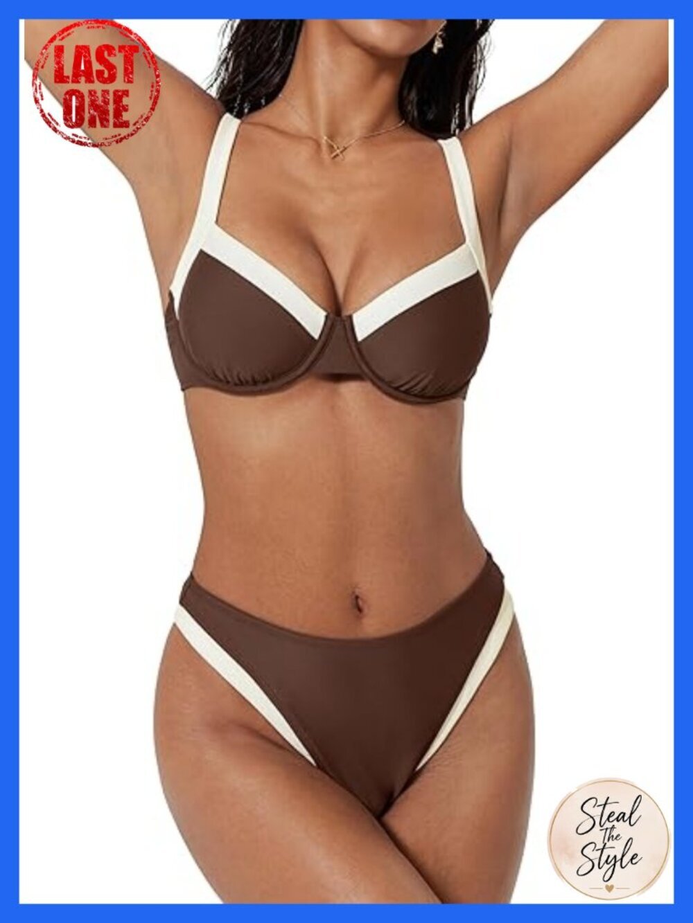 Color Block Underwire Bikini Set Cheeky High Cut Push Up 2 Piece Swimsuit Women